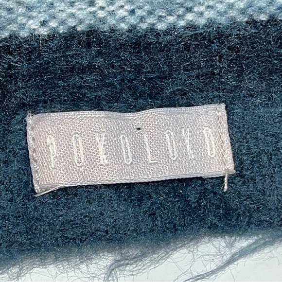 Pokoloko ALPACA LONG BLUE Scarf White Stripe Ecuador Unisex 13"x76" Soft Fringe - Picture 3 of 13